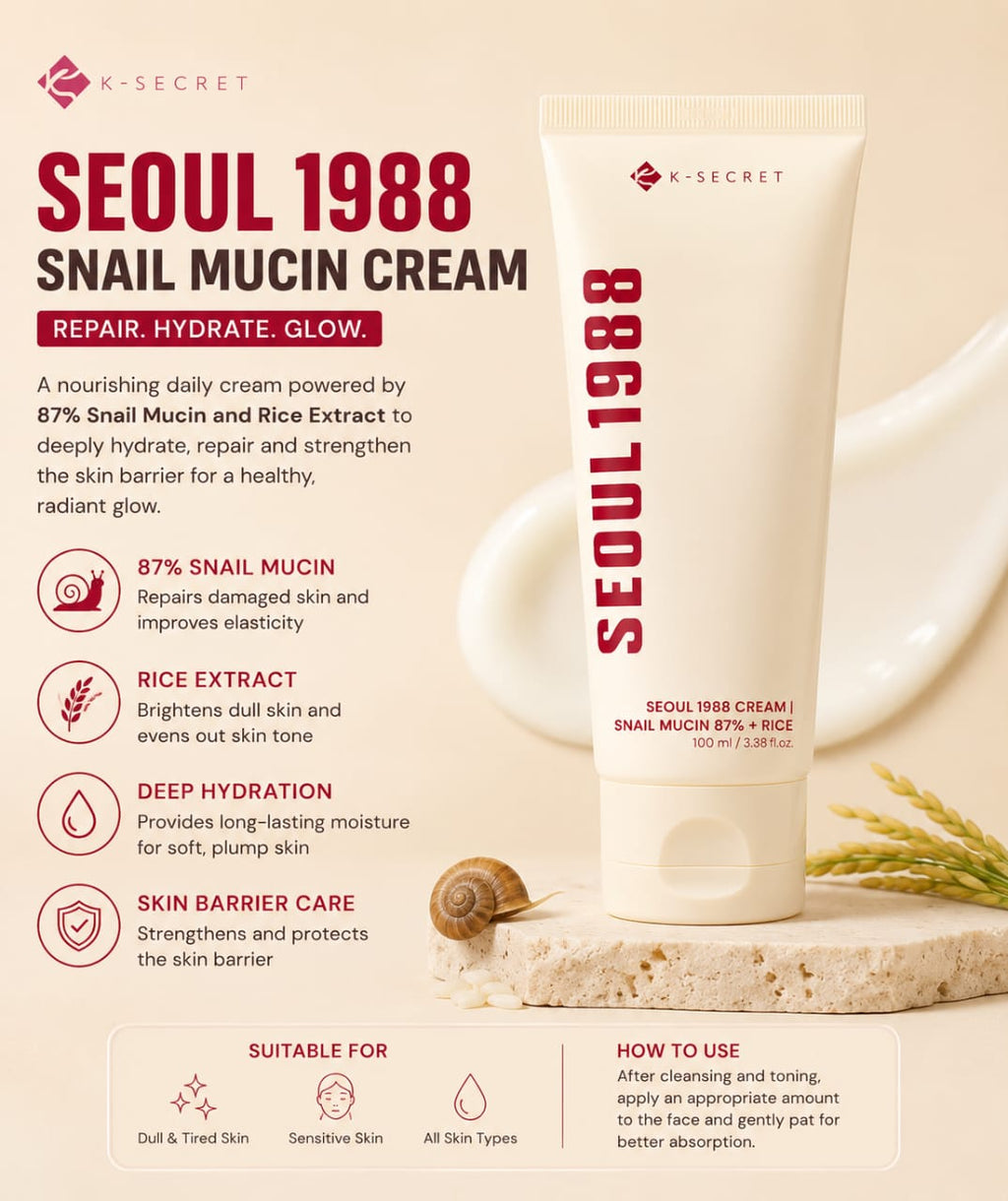 K-Secret Seoul 1988 Snail Mucin Cream – Hydrating & Repair Face Cream