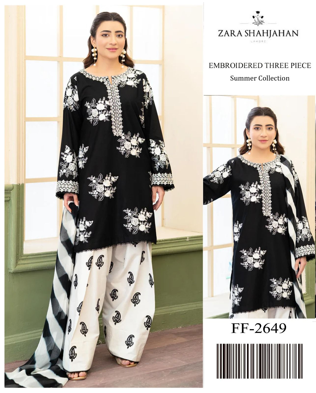 Style-FF 1105 Embroidered 3 pc Unstitched Lawn Dress