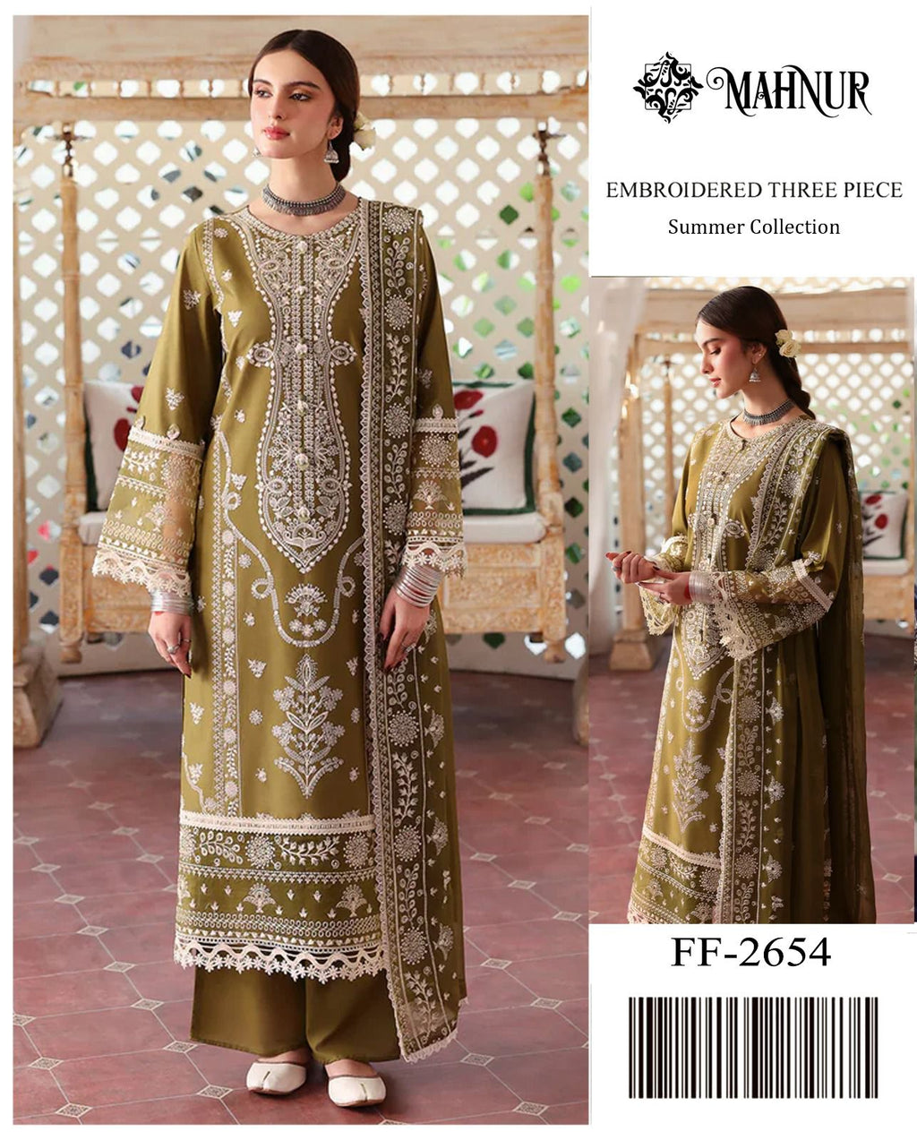 Style-FF 1112 Embroidered 3 pc Unstitched Lawn Dress