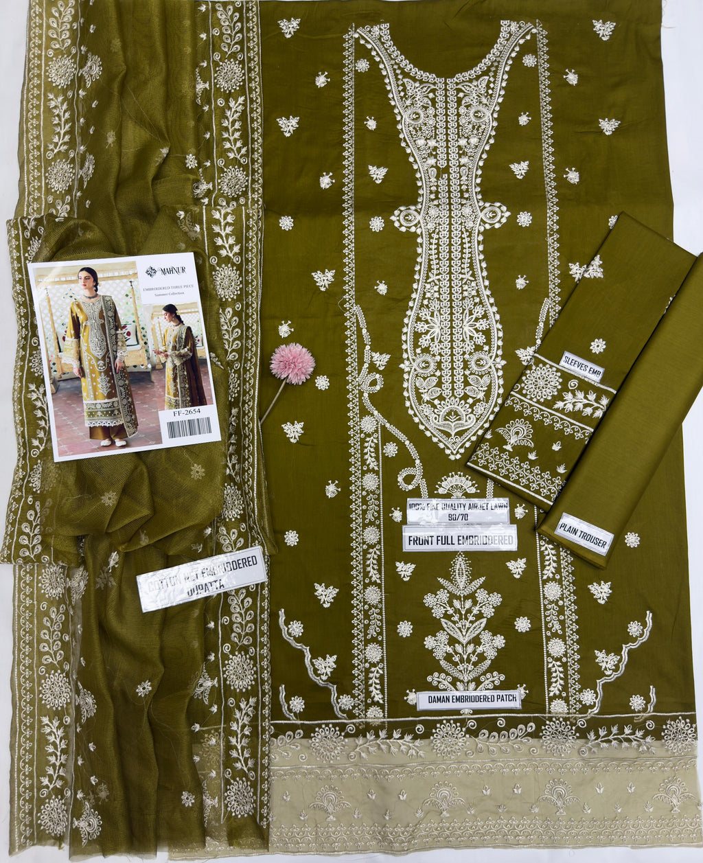 Style-FF 1112 Embroidered 3 pc Unstitched Lawn Dress