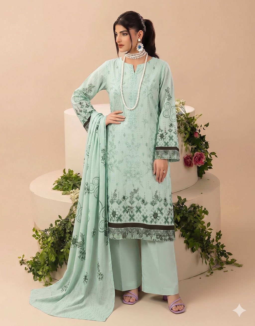 Style-FF 1117 Embroidered 3 pc Unstitched Lawn Dress