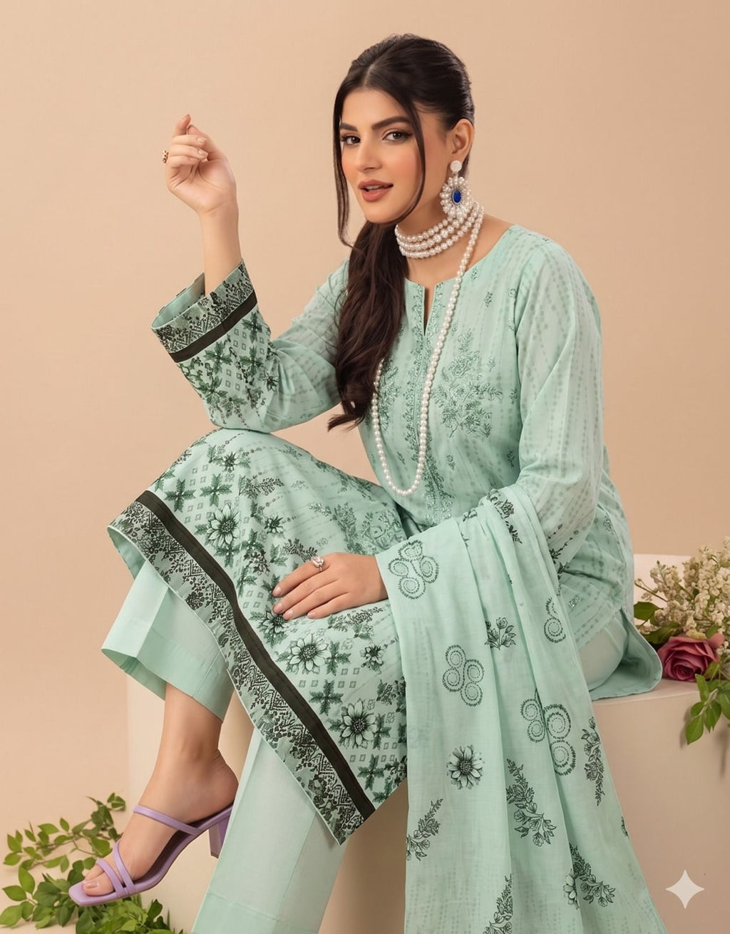 Style-FF 1117 Embroidered 3 pc Unstitched Lawn Dress