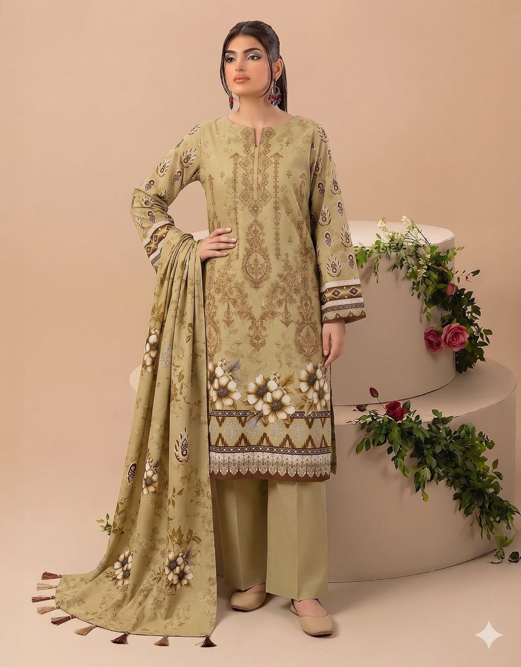 Style-FF 1118 Embroidered 3 pc Unstitched Lawn Dress