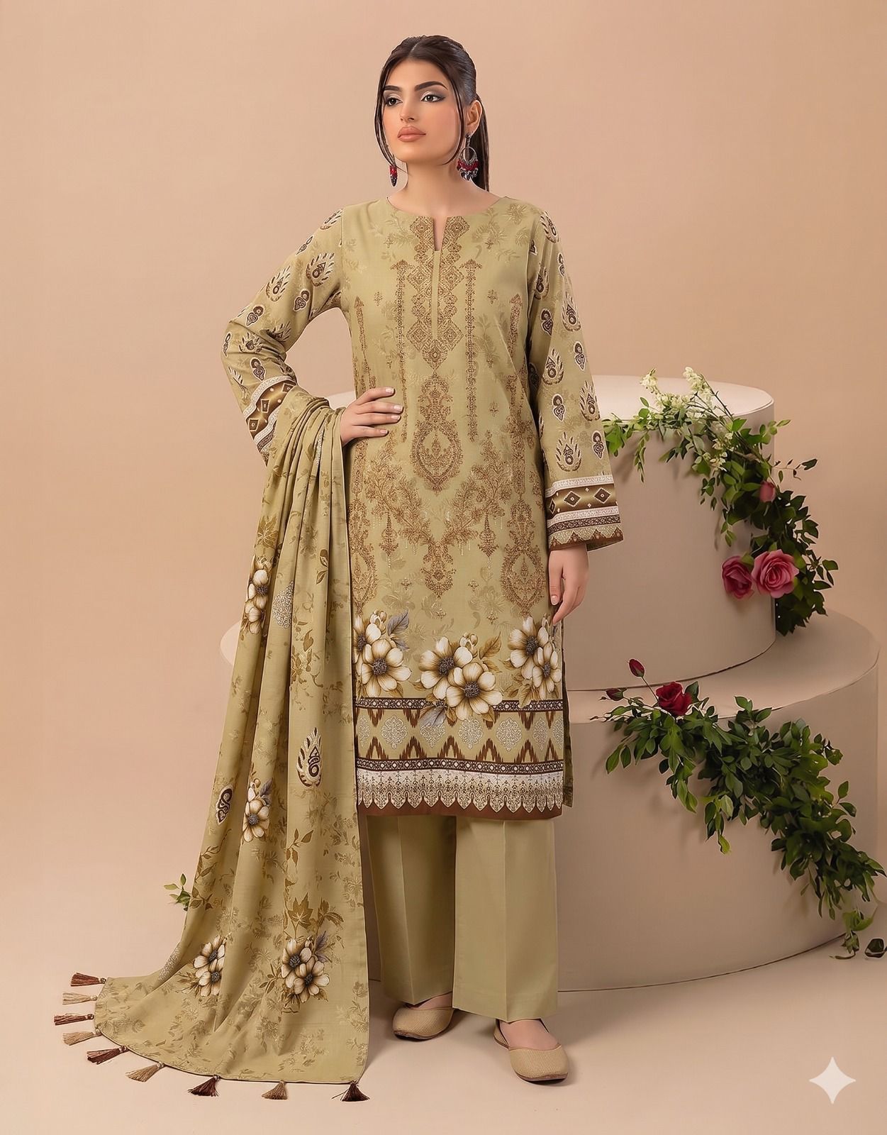 Style-FF 1118 Embroidered 3 pc Unstitched Lawn Dress