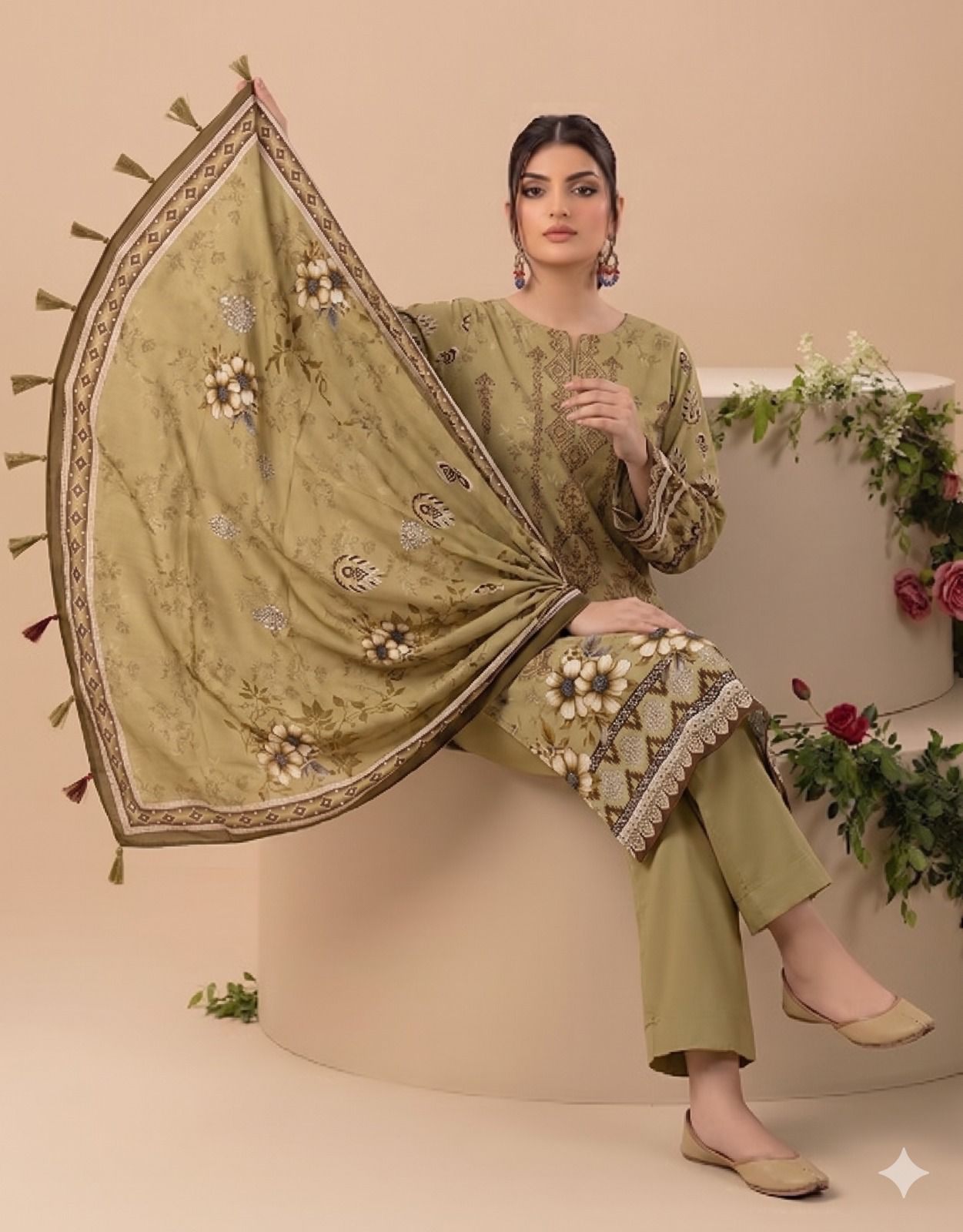 Style-FF 1118 Embroidered 3 pc Unstitched Lawn Dress