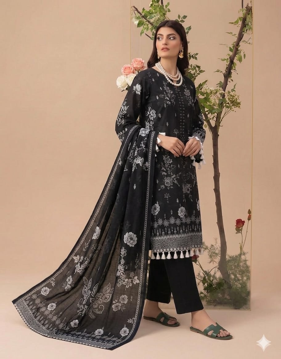 Style-FF 1114 Embroidered 3 pc Unstitched Lawn Dress