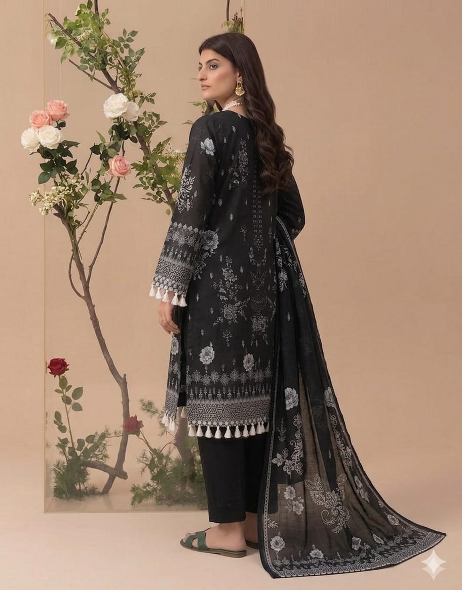 Style-FF 1114 Embroidered 3 pc Unstitched Lawn Dress