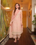 Style-FF 1121 Embroidered 3 pc Peach  Unstitched Lawn Dress