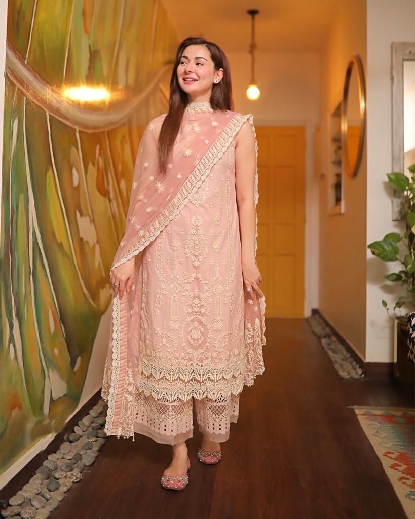 Style-FF 1121 Embroidered 3 pc Peach  Unstitched Lawn Dress