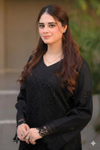 Style-BU 1201 Black Embroidered 3 pc Unstitched Lawn Dress