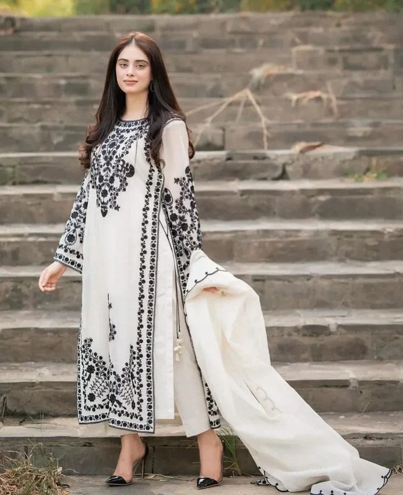 Style-BU 1202 Embroidered 3 pc Unstitched Lawn Dress