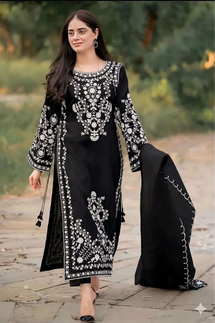 Style-BU 1203 Embroidered 3 pc Unstitched Lawn Dress