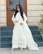 Style-NF 1303 Soft Cream Embroidered 3 pc Unstitched Lawn Dress