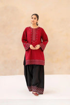 Style-NF 1307 Black & Red Embroidered 2 pc Unstitched Lawn Dress