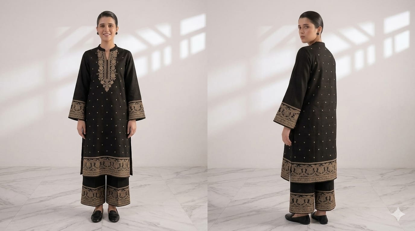 Style-NF 1308Black & Red Embroidered 2 pc Unstitched Lawn Dress