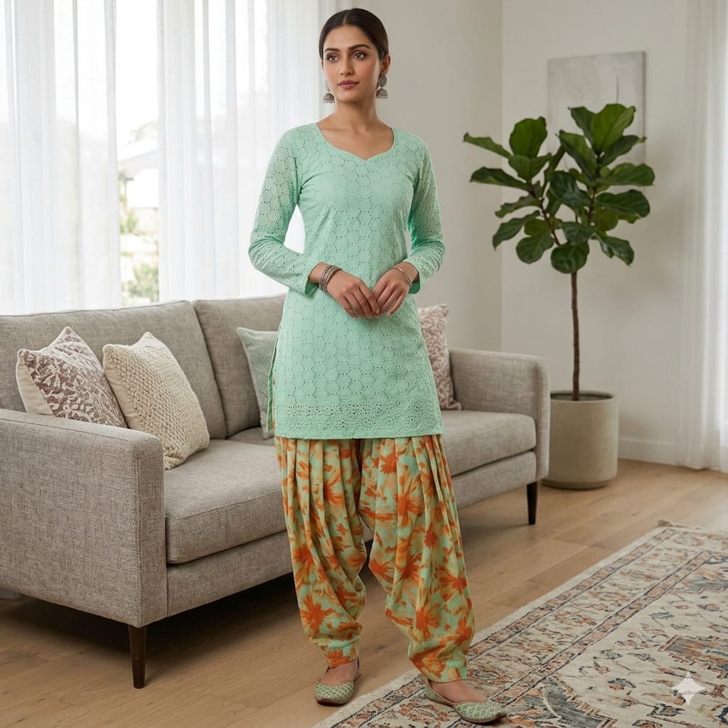 Style-FF 1126 Mint Green Embroidered 2 pc Unstitched Lawn Dress