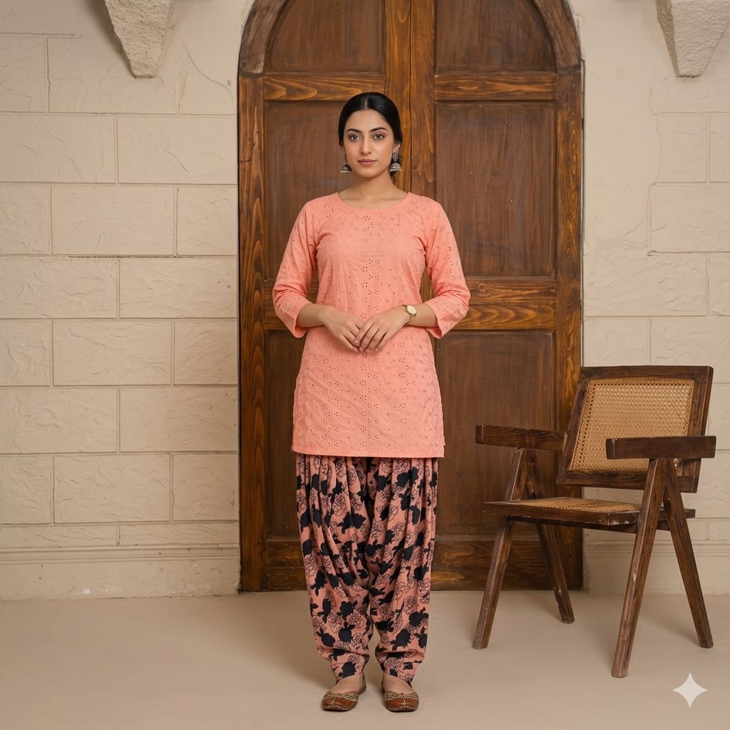 Style-FF 1127 Peach Pink Embroidered 2 pc Unstitched Lawn Dress