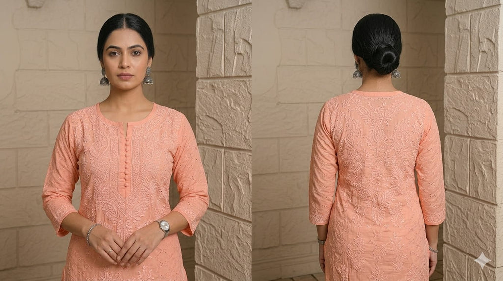 Style-FF 1127 Peach Pink Embroidered 2 pc Unstitched Lawn Dress