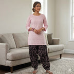 Style-FF 1129 Pink & Black Embroidered 2 pc Unstitched Lawn Dress