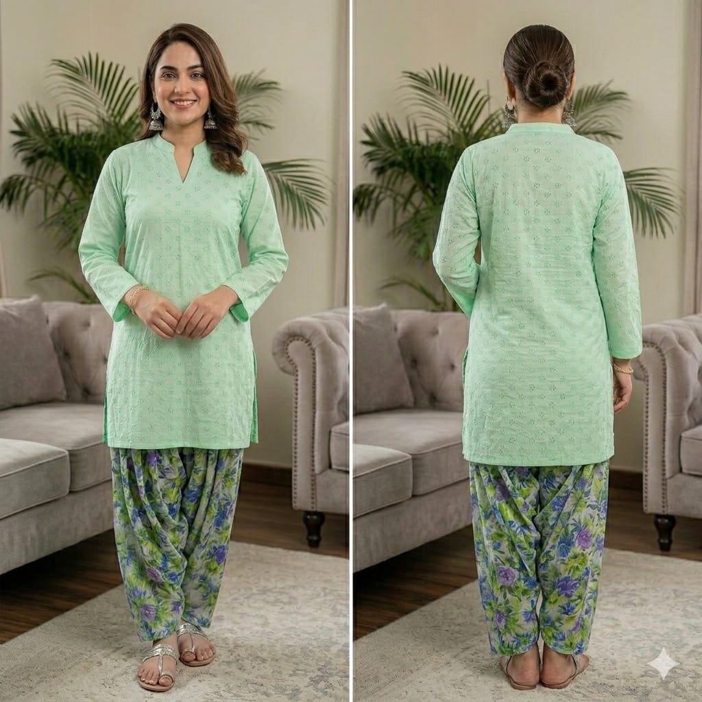 Style-FF 1131 Mint Green Embroidered 2 pc Unstitched Lawn Dress