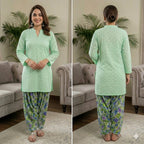 Style-FF 1131 Mint Green Embroidered 2 pc Unstitched Lawn Dress