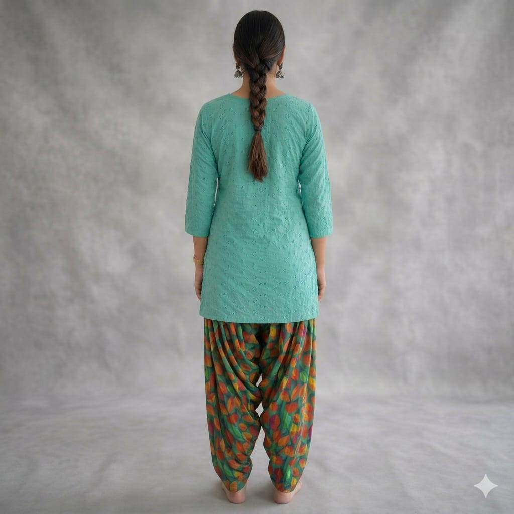 Style-FF 1133 Aqua Embroidered 2 pc Unstitched Lawn Dress