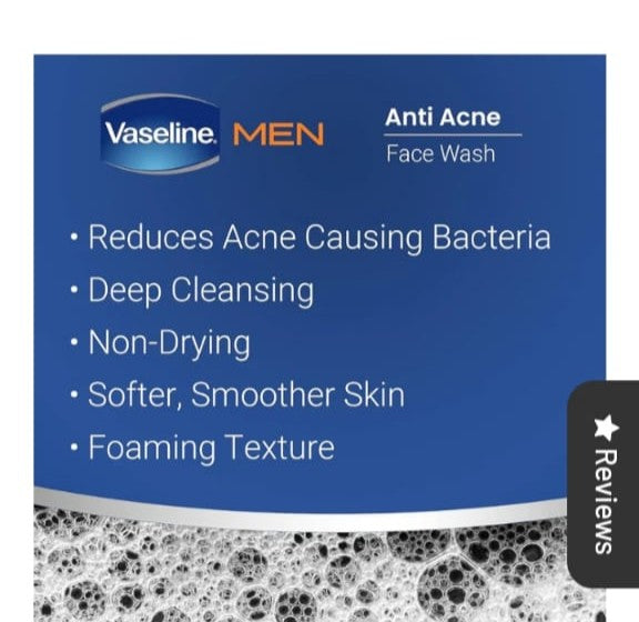 Vaseline Men Anti-Acne Face Wash 50GM – Oil Control & Deep Cleansing