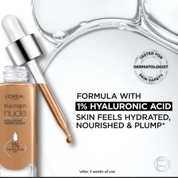 L’Oréal Paris True Match Nude Hyaluronic Tinted Serum Foundation – 1% Hyaluronic Acid | 1 fl. oz.