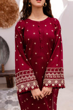 Style-BU 1205 Red wine Embroidered 2 pc Unstitched Lawn Dress