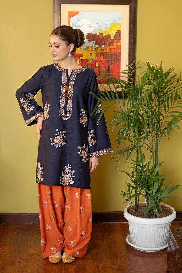 Style-BU 1207 Aegean Blue Embroidered 2 pc Unstitched Lawn Dress