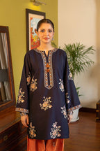 Style-BU 1207 Aegean Blue Embroidered 2 pc Unstitched Lawn Dress