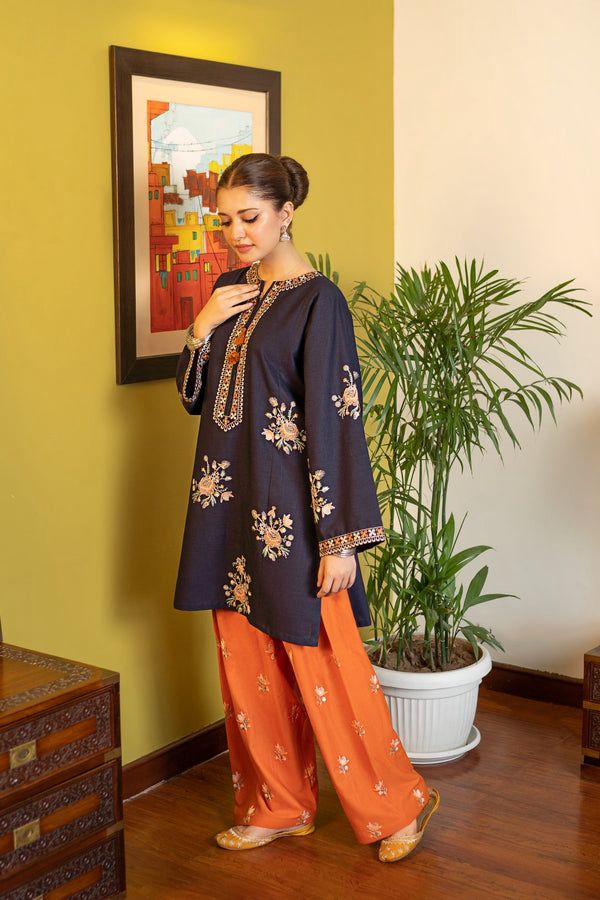 Style-BU 1207 Aegean Blue Embroidered 2 pc Unstitched Lawn Dress
