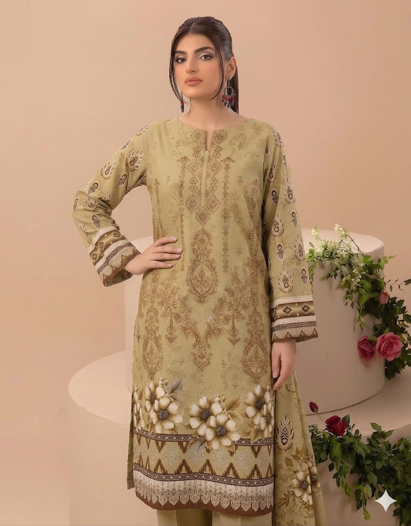 Style-FF 1118 Embroidered 3 pc Unstitched Lawn Dress