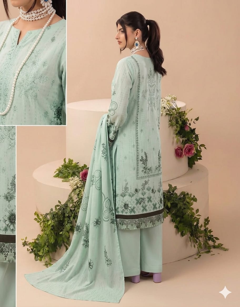 Style-FF 1117 Embroidered 3 pc Unstitched Lawn Dress