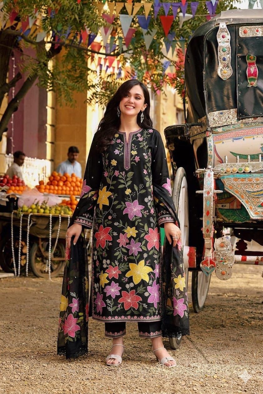 Style-NF 1301 Embroidered 3 pc Unstitched Lawn Dress