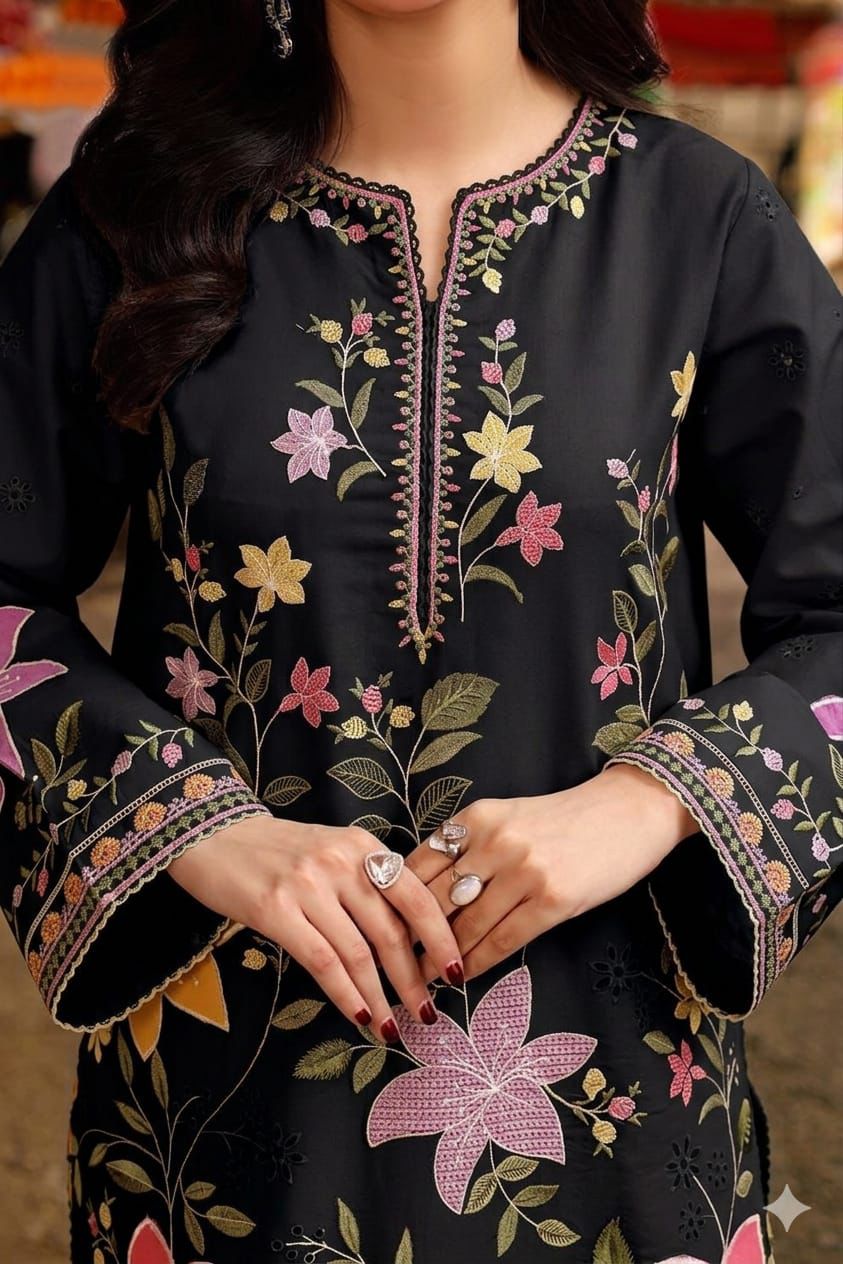 Style-NF 1301 Embroidered 3 pc Unstitched Lawn Dress