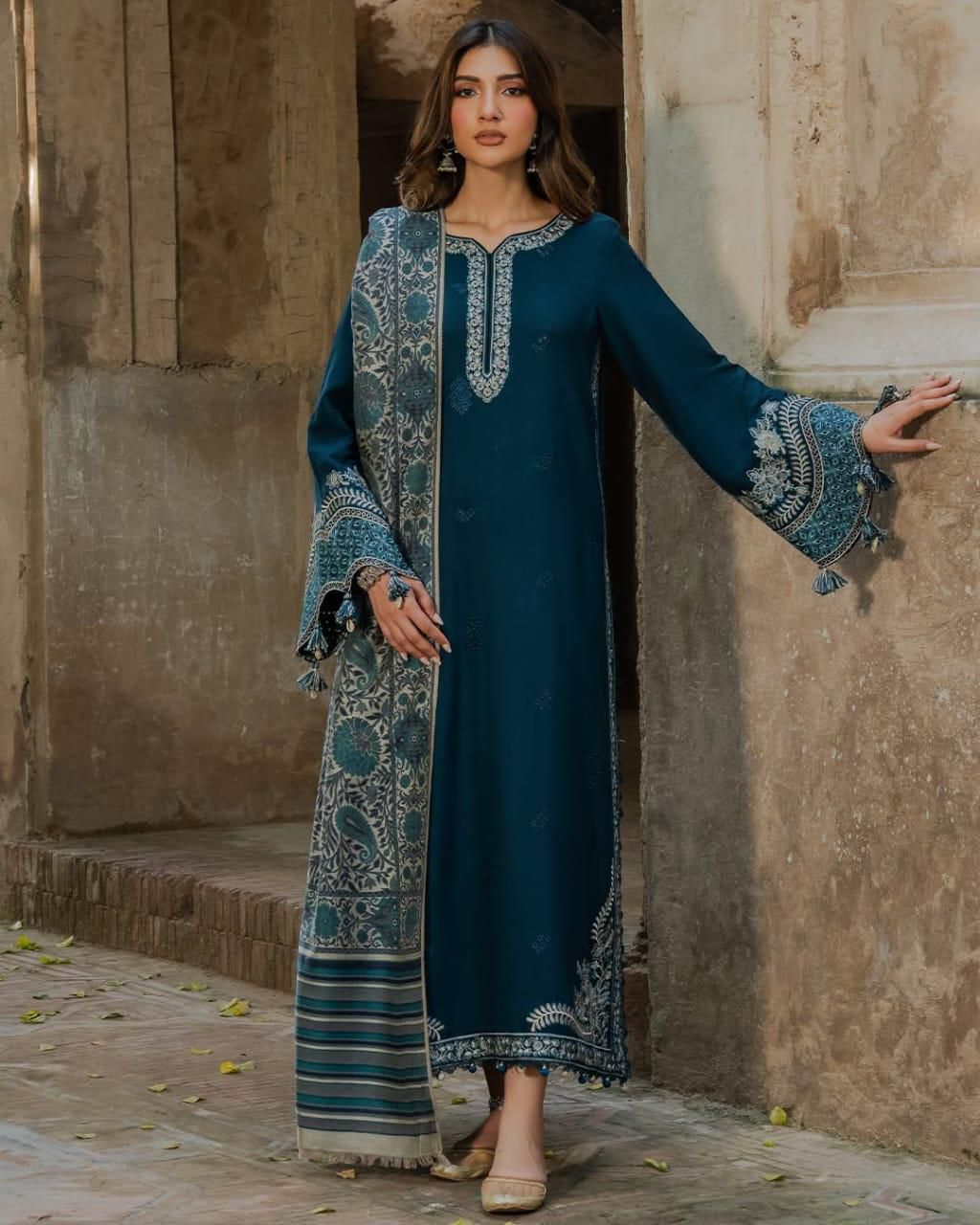 Style-NF 1302 Embroidered 3 pc Unstitched Lawn Dress
