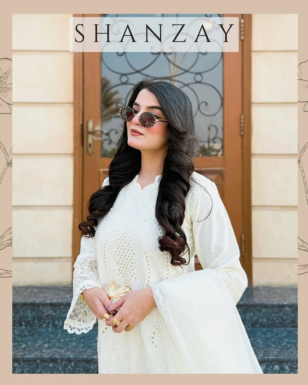 Style-NF 1303 Soft Cream Embroidered 3 pc Unstitched Lawn Dress