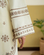 Style-NF 1304 Rich Cream Embroidered 2 pc Unstitched Lawn Dress