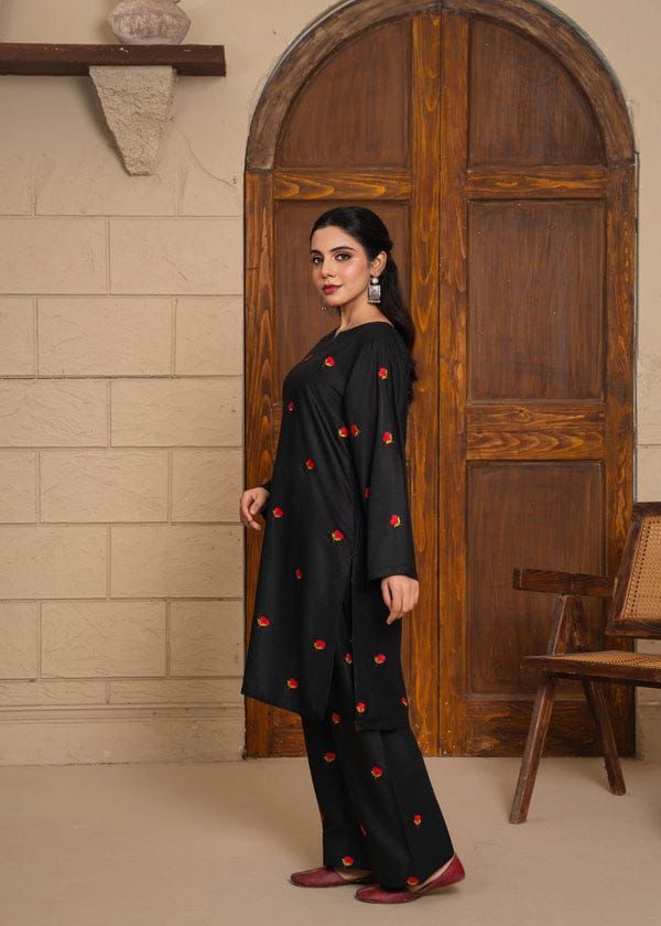 Style-NF 1305 Jut Black Embroidered 2 pc Unstitched Lawn Dress