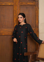 Style-NF 1305 Jut Black Embroidered 2 pc Unstitched Lawn Dress