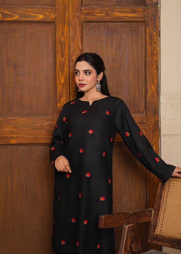 Style-NF 1305 Jut Black Embroidered 2 pc Unstitched Lawn Dress