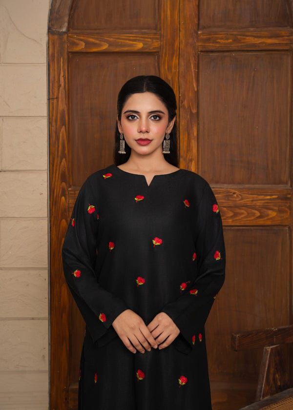 Style-NF 1305 Jut Black Embroidered 2 pc Unstitched Lawn Dress