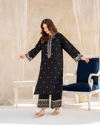 Style-NF 1306 Jut Black Embroidered 2 pc Unstitched Lawn Dress