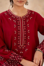 Style-NF 1307 Black & Red Embroidered 2 pc Unstitched Lawn Dress