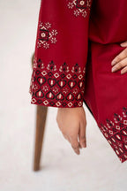 Style-NF 1307 Black & Red Embroidered 2 pc Unstitched Lawn Dress