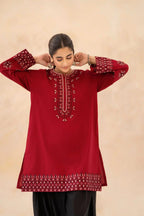 Style-NF 1307 Black & Red Embroidered 2 pc Unstitched Lawn Dress