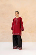 Style-NF 1307 Black & Red Embroidered 2 pc Unstitched Lawn Dress